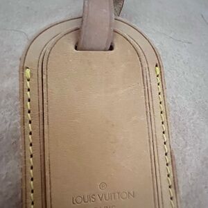 Louis Vuitton Tan Leather Tag with Yellow Stitching